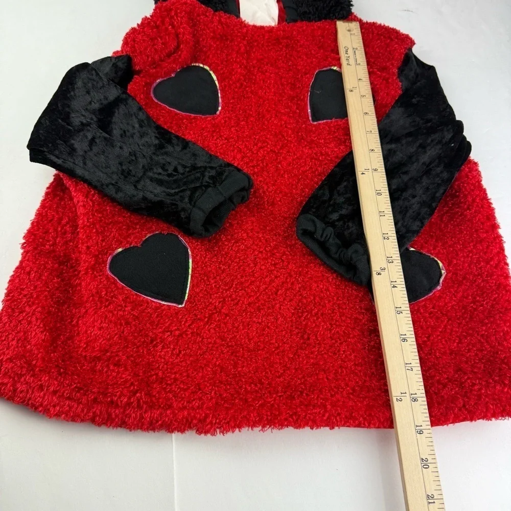 Girls Youth Ladybug Lovebug Costume Large One Piece Hooded Red Black